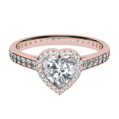 Trionfo Heart Solitaire halo Full diamond band