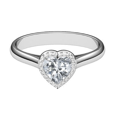 Vittoria Heart Solitaire halo Classic band