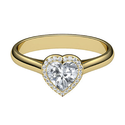 Vittoria Heart Solitaire halo Classic band