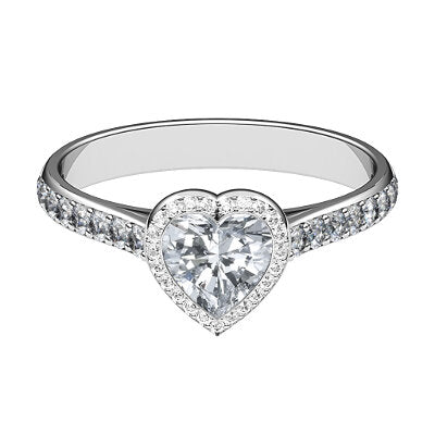 Vittoria Heart Solitaire halo Half diamond band