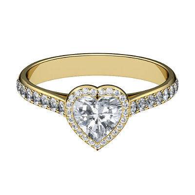 Vittoria Heart Solitaire halo Half diamond band