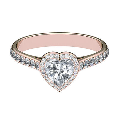 Vittoria Heart Solitaire halo Half diamond band