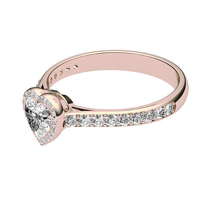 Vittoria Heart Solitaire halo Half diamond band