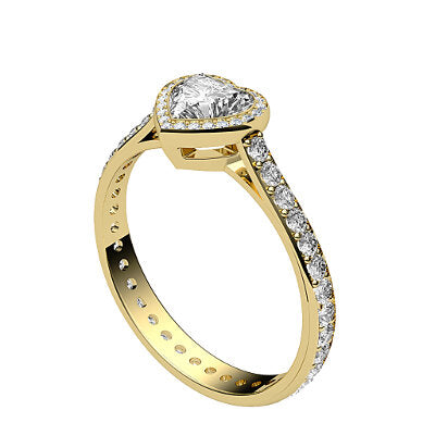 Vittoria Heart Solitaire halo Full diamond band