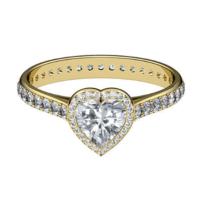 Vittoria Heart Solitaire halo Full diamond band