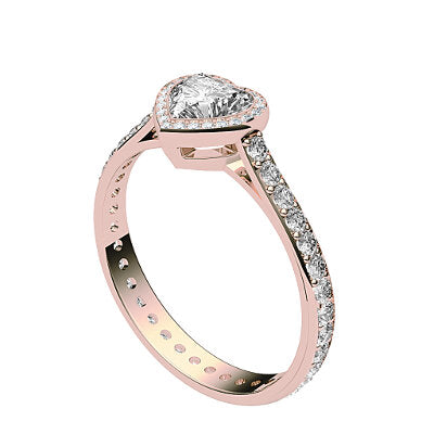 Vittoria Heart Solitaire halo Full diamond band