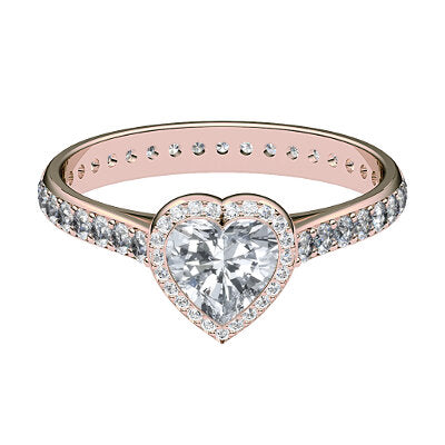Vittoria Heart Solitaire halo Full diamond band