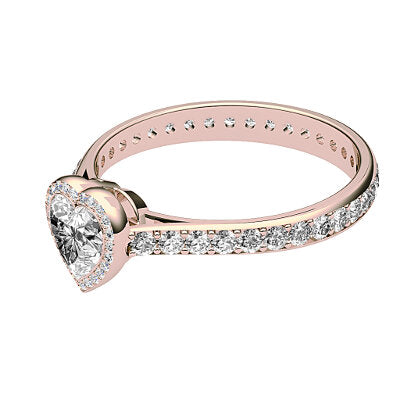 Vittoria Heart Solitaire halo Full diamond band