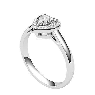 Trionfo Heart Solitaire halo Classic band 3 Prongs