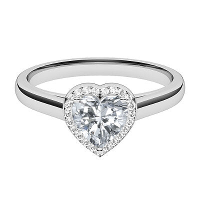 Trionfo Heart Solitaire halo Classic band 3 Prongs