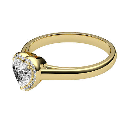 Trionfo Heart Solitaire halo Classic band 3 Prongs