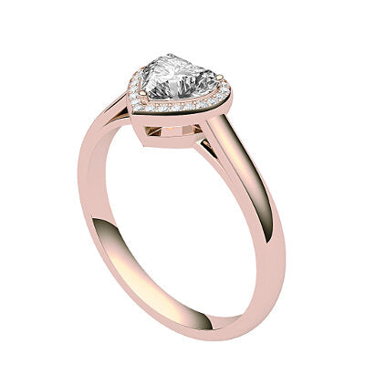 Trionfo Heart Solitaire halo Classic band 3 Prongs
