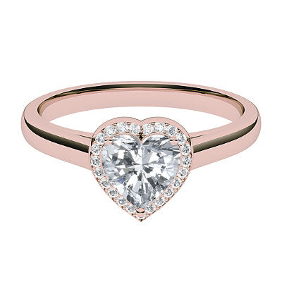 Trionfo Heart Solitaire halo Classic band 3 Prongs