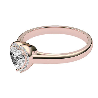 Trionfo Heart Solitaire halo Classic band 3 Prongs