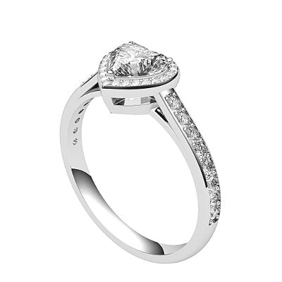 Trionfo Heart Solitaire halo Half diamond band 3 Prongs