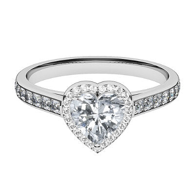 Trionfo Heart Solitaire halo Half diamond band 3 Prongs