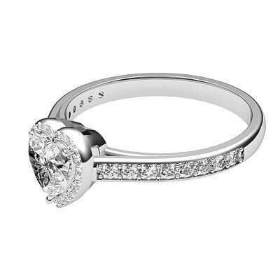 Trionfo Heart Solitaire halo Half diamond band 3 Prongs