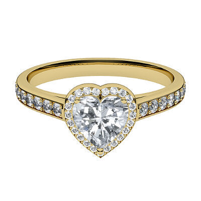 Trionfo Heart Solitaire halo Half diamond band 3 Prongs