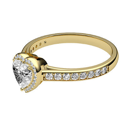 Trionfo Heart Solitaire halo Half diamond band 3 Prongs