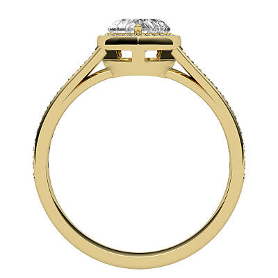 Trionfo Heart Solitaire halo Half diamond band 3 Prongs