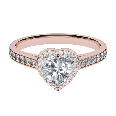Trionfo Heart Solitaire halo Half diamond band 3 Prongs