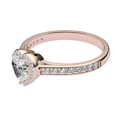 Trionfo Heart Solitaire halo Half diamond band 3 Prongs