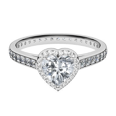 Trionfo Heart Solitaire halo Full diamond band 3 Prongs