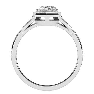 Trionfo Heart Solitaire halo Full diamond band 3 Prongs
