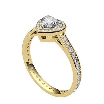 Trionfo Heart Solitaire halo Full diamond band 3 Prongs