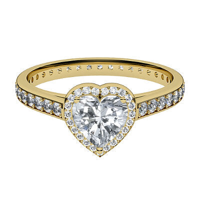 Trionfo Heart Solitaire halo Full diamond band 3 Prongs