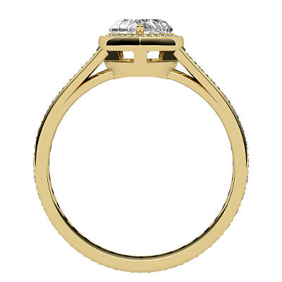 Trionfo Heart Solitaire halo Full diamond band 3 Prongs