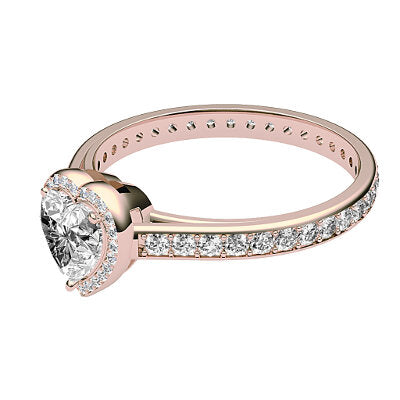 Trionfo Heart Solitaire halo Full diamond band 3 Prongs
