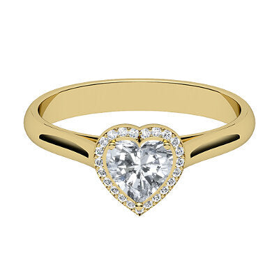 Vittoria Heart Solitaire halo Classic band 3 Prongs
