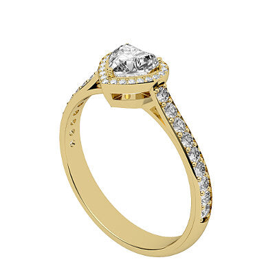 Vittoria Heart Solitaire halo Half diamond band 3 Prongs