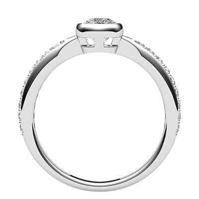 Simple Flat Cushion Solitaire Half diamond band