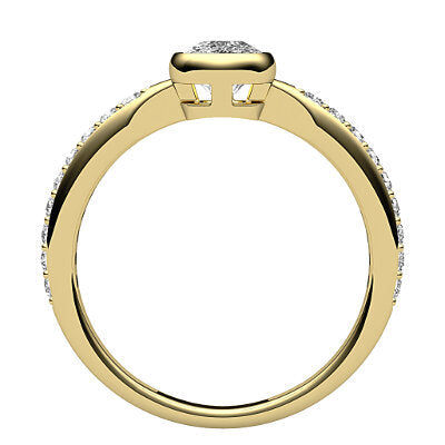 Simple Flat Cushion Solitaire Half diamond band