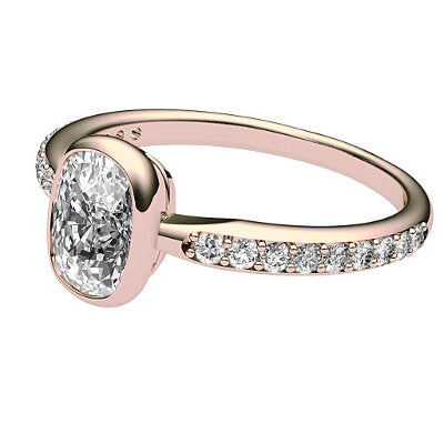 Simple Flat Cushion Solitaire Half diamond band