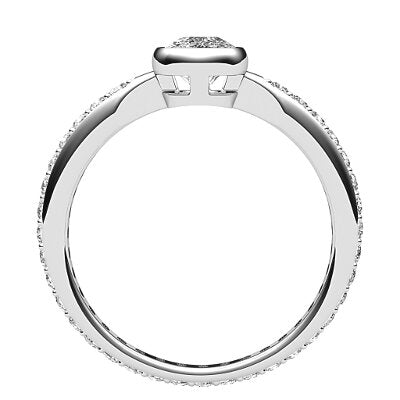Simple Flat Cushion Solitaire Full diamond band