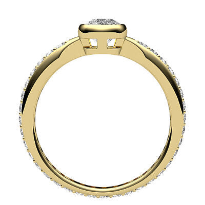Simple Flat Cushion Solitaire Full diamond band