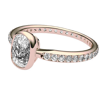 Simple Flat Cushion Solitaire Full diamond band
