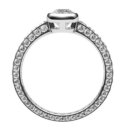 Simple Flat Cushion Solitaire Full coverage diamond band