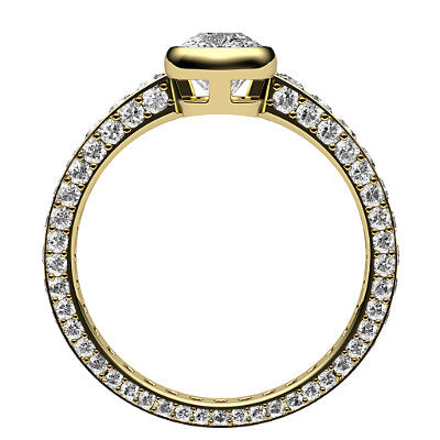 Simple Flat Cushion Solitaire Full coverage diamond band