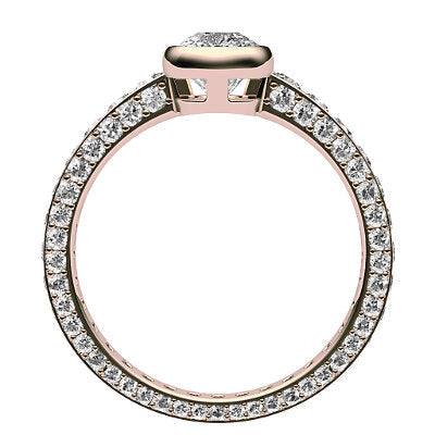 Simple Flat Cushion Solitaire Full coverage diamond band