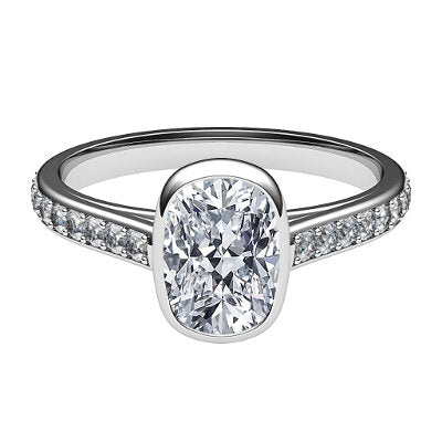 Trionfo Cushion Solitaire Half diamond band
