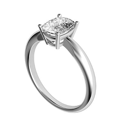 Simple Flat Cushion Solitaire Classic band 4 Prongs