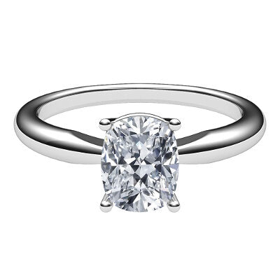 Simple Flat Cushion Solitaire Classic band 4 Prongs