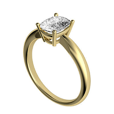 Simple Flat Cushion Solitaire Classic band 4 Prongs