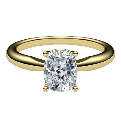 Simple Flat Cushion Solitaire Classic band 4 Prongs