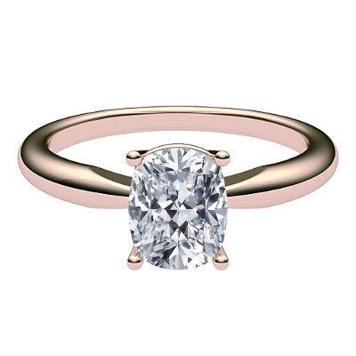 Simple Flat Cushion Solitaire Classic band 4 Prongs