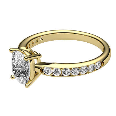 Simple Flat Cushion Solitaire Half diamond band 4 Prongs